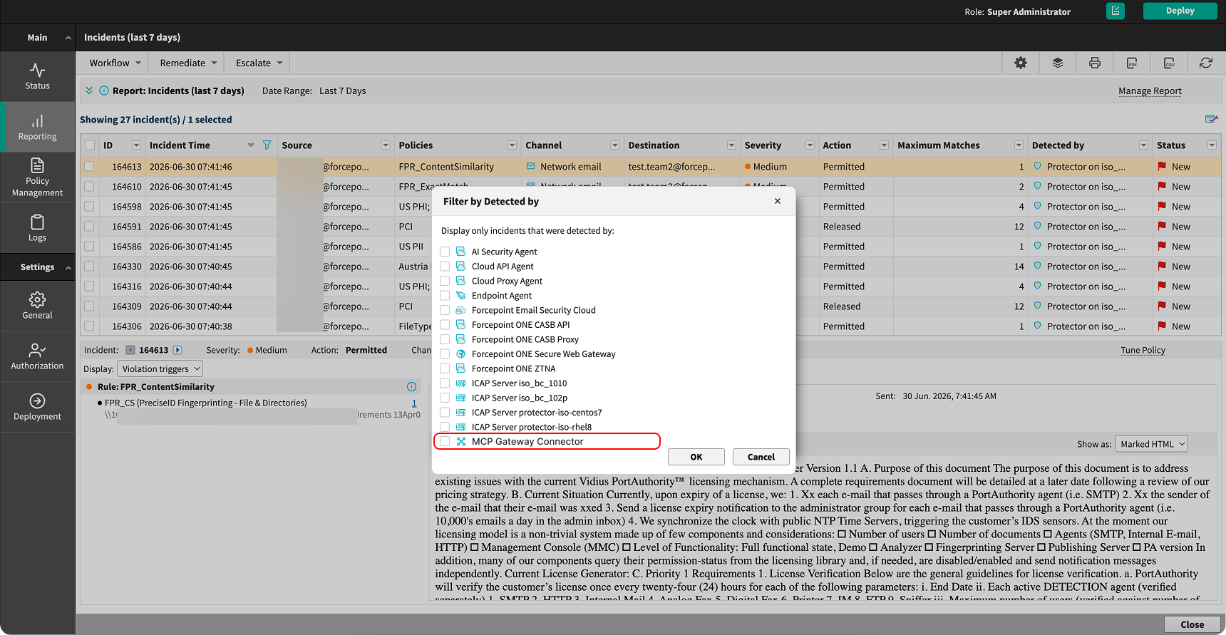 Incident report filtered to the MCP Gateway channel