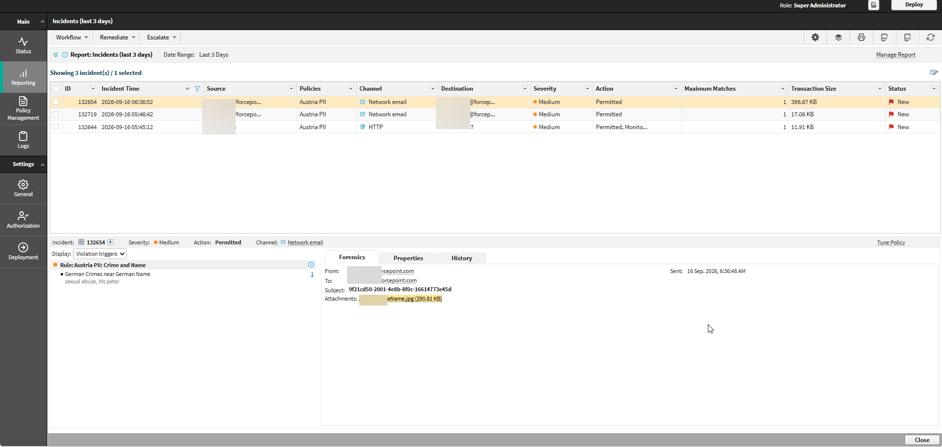 Incident Forensics tab for an MCP connector response incident