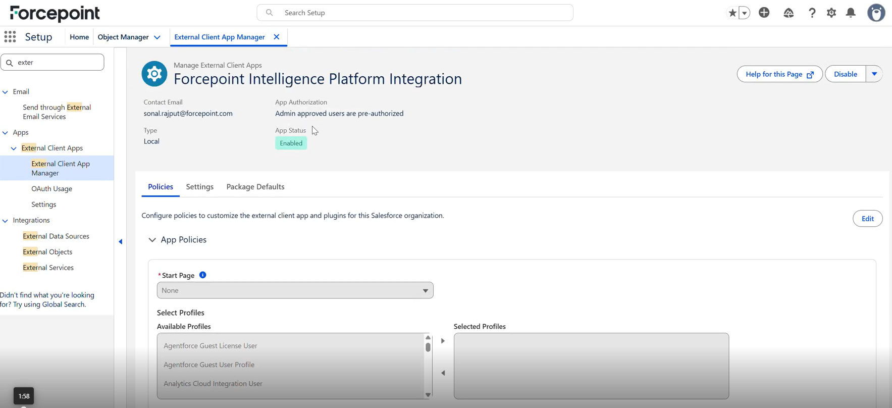 App Policies with profile selection