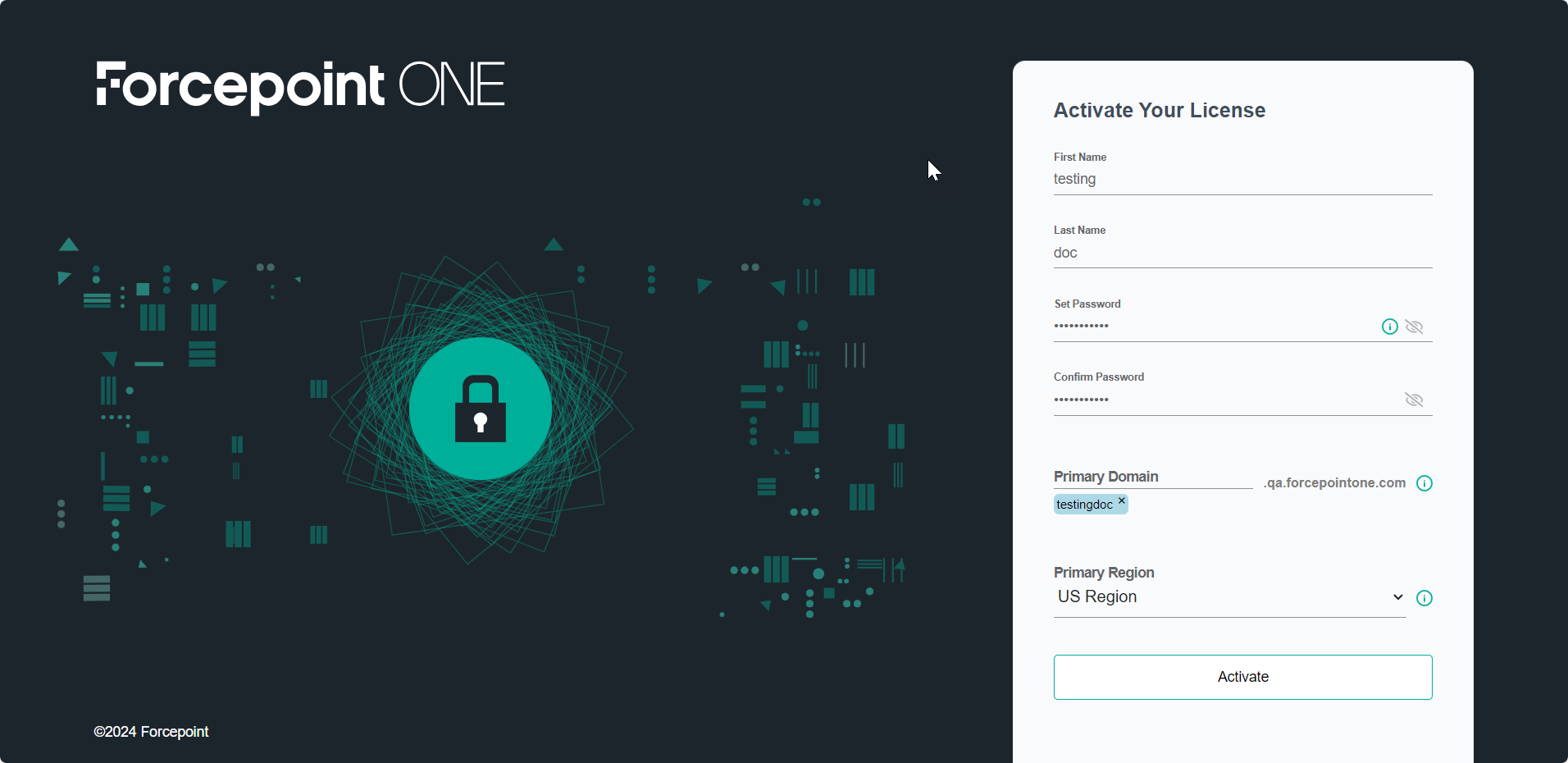 Tenant Activation Page